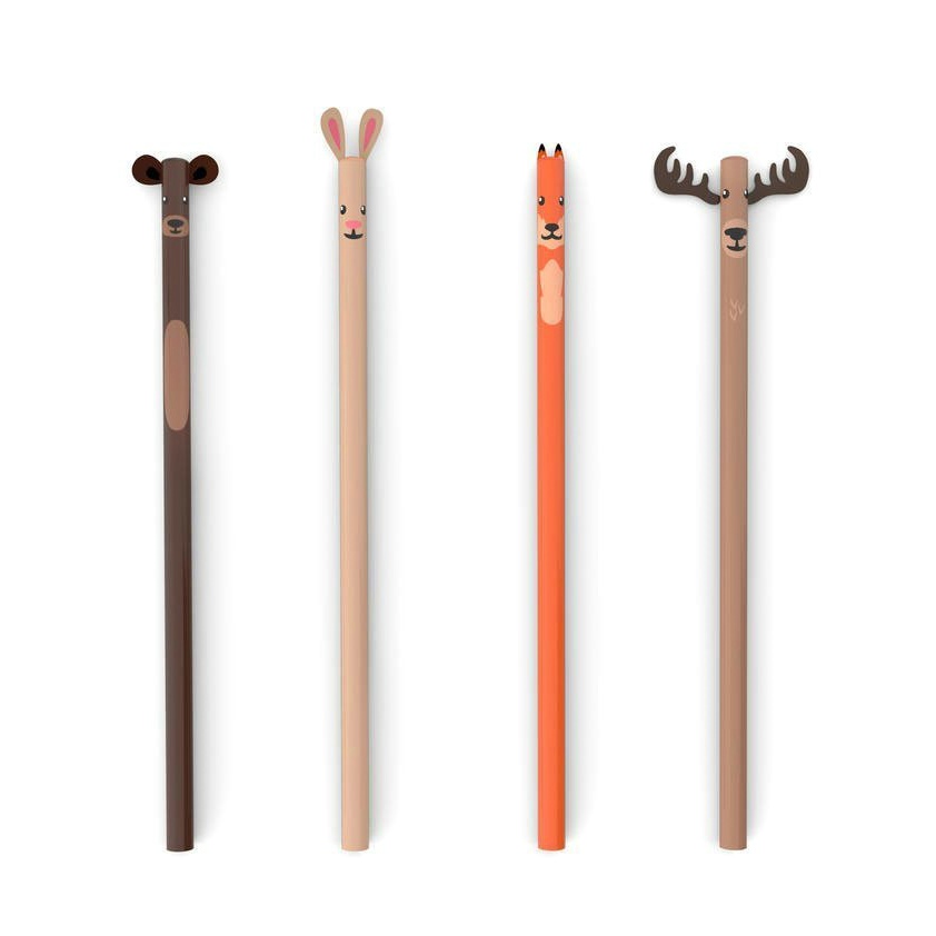 Kikkerland 森林铅笔4件套/Woodland Pencil