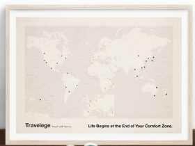Travelege 旅行世界地图/Travelege Map 个性化贴纸地理位置标记地图